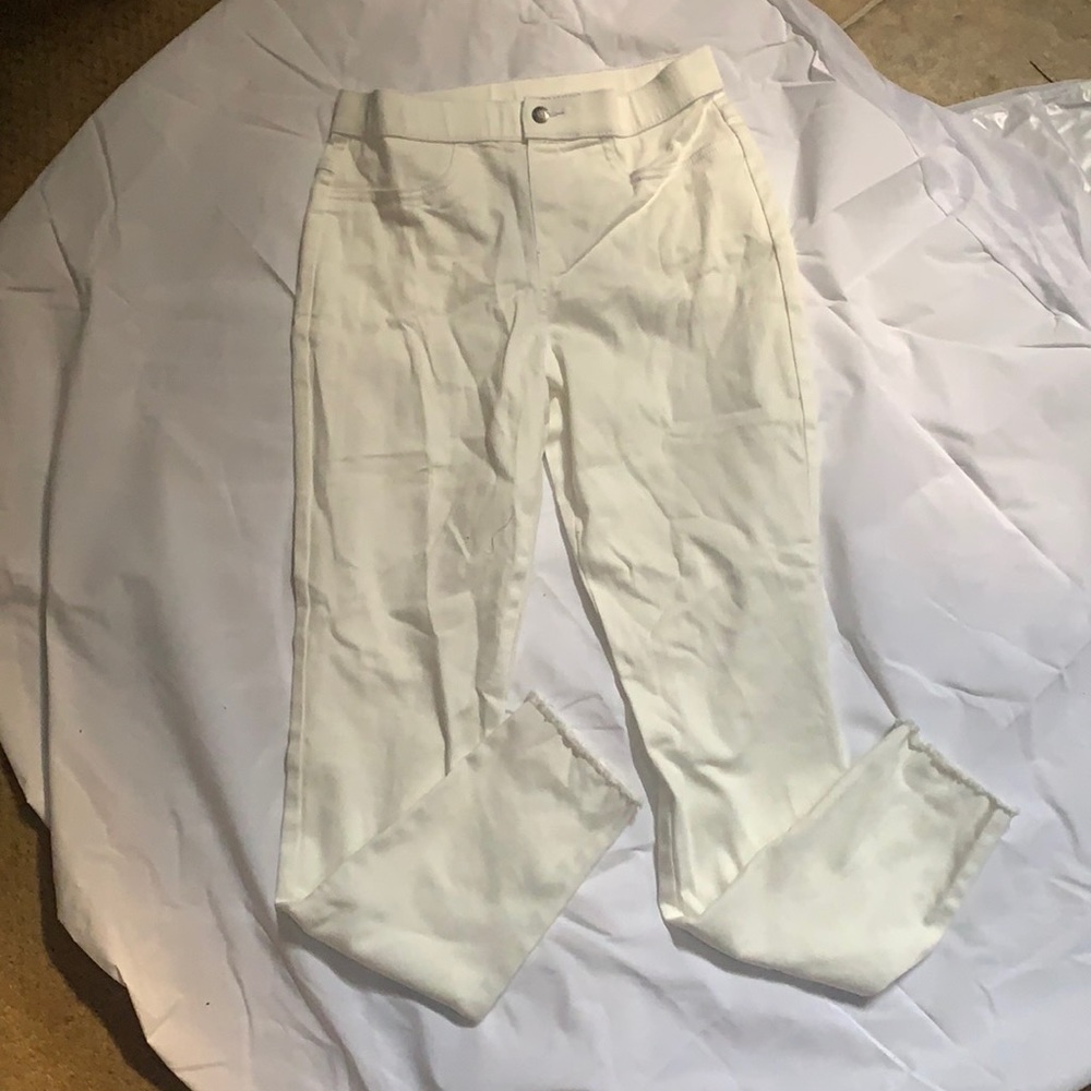 Hue studio jean leggings, small, white, new